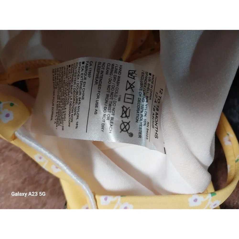 Janie And Jack 2 Piece Yellow Floral Bikini 12-18 Months